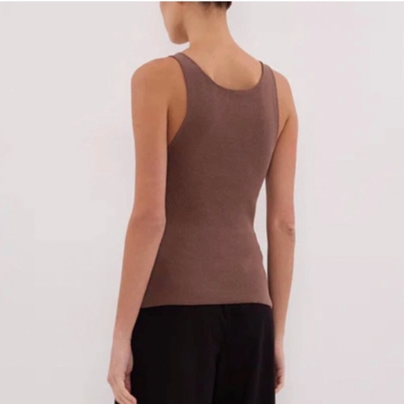DISSH Ribbed Scoop Tank Top in Mocha Brown - Picture 4 of 6
